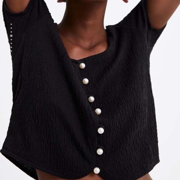 zara faux pearl top - Picture 2 of 4